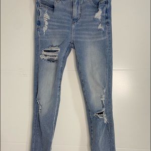Ripped denim skinny jeans.